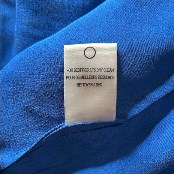 Halston Heritage Cerulean Blue Pleated Keyhole Silk Blouse - Picture 5 of 5